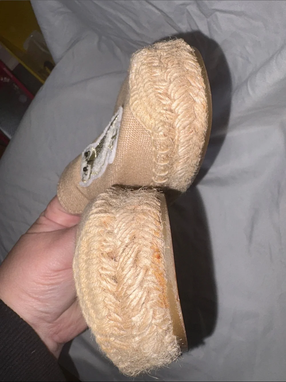 Soludos Gilded Owl Smoking Espadrilles Embroidered Slip On Canvas Shoes Women 8